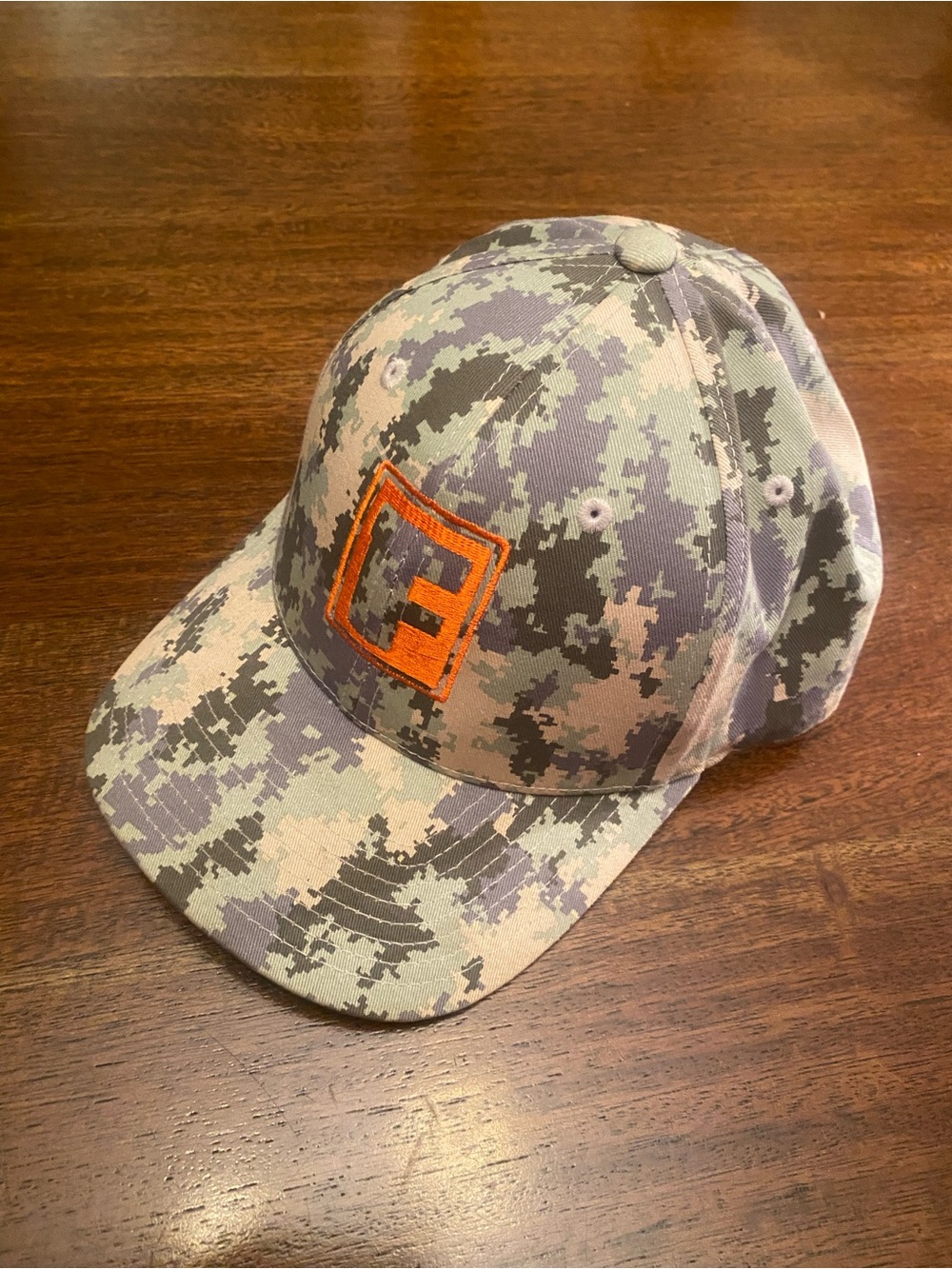 Vintage Farmall Camo Hat Orange Embroidered F Logo Digital Camo Adult L/XL